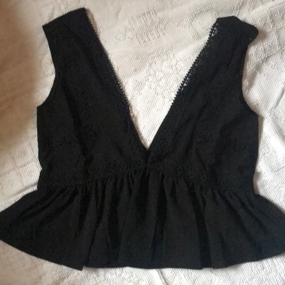Black lace trim top
